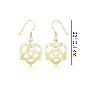 Heart with Trinity Knot Solid Gold Earrings GER1141 - Jewelry